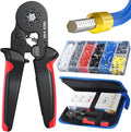 Preciva Ferrule Crimping Tool Kit with 1900PCS Wire Connectors, Hexagonal AWG23-10 Sawtooth Self-Adjustable Ratchet Wire Terminals Crimper Kit