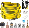 Sewer Jetter Kit for Pressure Washer,Water Jet Drain Cleaning Hose with Corner Rotating Button Spring Nose 1/4" NPT Sewer Cleaning Tool High-Pressure Nozzles,5800 PSI 50 FT