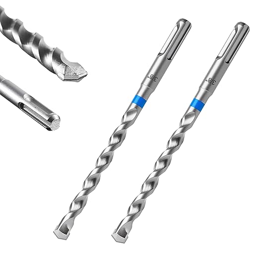 toolant Masonry Drill Bit,SDS Plus Rotary Hammer Drill Bits Set for 3/8" x6inch 2pcs,Carbide Tipped 2-Cutter for Concrete,Masonry and Brick