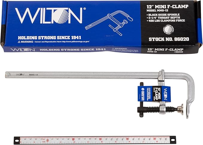 Wilton Mini F-Clamp, 12" Opening, 2-1/4" Throat, 400 Lbs. Clamping Force (Model MMS-12) (Pack of 2)
