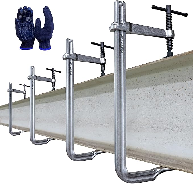 4-Pack Heavy Duty 12"(300x120mm) F-Clamp w/ 4-3/4" Throat Depth, Bar Size 1"x15/32", 1400LB Clamping Force, Drop Forged Steel Bar Clamps for Wood, Metal, Pipe, Welding and DIY Projects