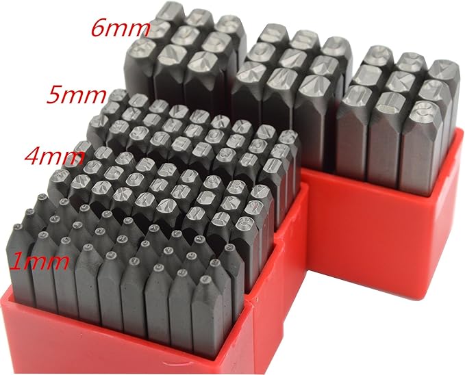 27pcs Heavy Duty Steel Stamp Uppercase Letter 5/32 4mm Hand Stamping Character Mark Code Alphabet Punch Kit for Bracelet Ring Jewelry Sheet Metal Plate Making Mold Die