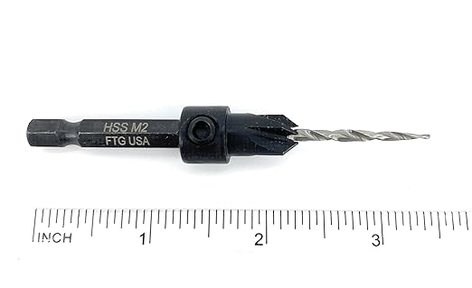 FTG USA Countersink Drill Bit for Wood with Tapered Drill Bit #4 (7/64")