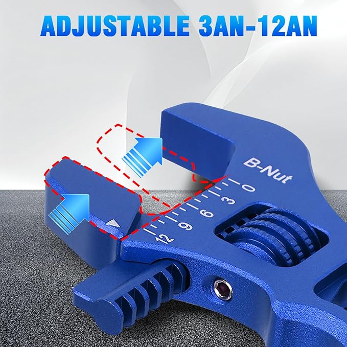 AN Hose Fitting Adjustable Wrench 3AN-12AN Lightweight Aluminum (Blue-Non-Marring)