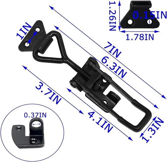 4Pack Heavy Duty Toggle Latch Clamp, 1320lbs 4003 Latch-Style Toggle Clamp with Lock Hook, Pull Action Latch with Catch Plate, Metal Quick Release Draw Latch for Trunk Jig Smoker Door Tool Boxes