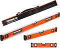 3-Piece Spirit Level Set, 12", 20", 40" Level Set with Magnetic Torpedo Level, 45°/90°/180°Bubbles Measuring, Aluminium Alloy Levels with Carrying Bag