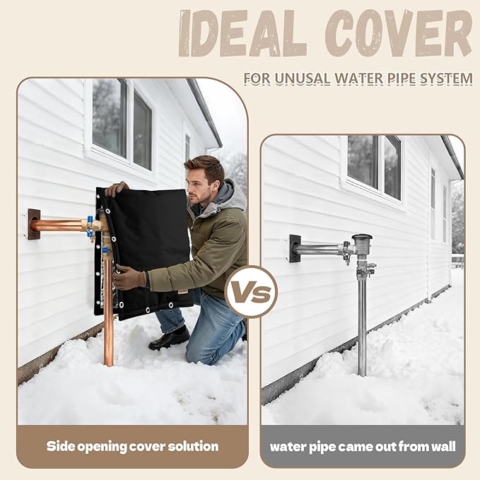 Backflow Preventer Insulation Cover - 2 Way Opening Pipe Insulation Cover for Irrigation Valve, Sprinkler Cover for Outside - Winter Freeze Protection Backflow Cover - 18" W x 34" H, Black