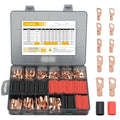 Thickened Copper Lugs，Electric Wire Lugs，AWG2 4 6 8 10 12Gauge，80Pcs Heavy Duty Battery Cable Lugs Ends Ring Terminal Connectors，80Pcs 3:1 Heat Shrink Tubing Assortment Kit Set（160pcs）
