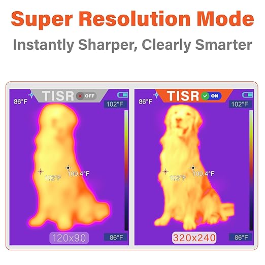Handheld Thermal Camera, 320x240 Super Resolution, Mini Thermal Imager with -4°F~1022°F, 25 Hz, 120x90 IR Resolution Infrared Imager with PC Analysis for Home Inspection HVAC Maintenance