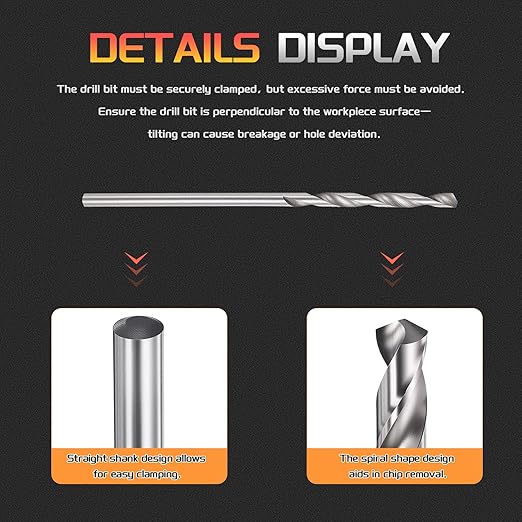Drill Bit, 1.3mm Cutting Diameter, 4241 HSS 118° Cutting Angle Uncoated Bright Versatile Jobber Bits - (Applications: for Drilling Plastic Wood Soft Metal), 5-Pieces