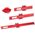 Woodworking Ruler Precision Pocket Rule: 12, 8, 6 Inch Metal Marking Ruler with 45° & 30° Slide Stop, Metric Inch Measuring Wood Working Scribing Measure Tools, Woodwork Adjustable Sliding Ruler