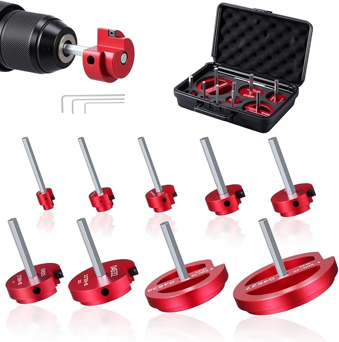 9Pcs PVC Pipe Reamer Kit, Lightweight Aluminum PVC Fitting Saver for Sch.40 CPVC, ABS, Socket Saver Plumbing Tool Includes 1/2", 3/4", 1", 1-1/4", 1-1/2", 2", 2-1/2", 3", 4", Fits 1/2" Drill