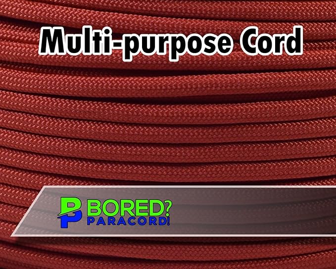 BORED? PARACORD! 550 lb Paracord - Ideal for Crafting, Camping, DIY Projects, Active & Military Outdoors - Strong Survival Rope - Tactical Parachute Cord Type III - Solar Orange 250 Feet