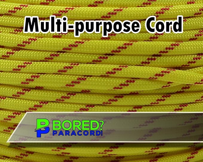 BORED? PARACORD! 550 lb Paracord - Ideal for Crafting, Camping, DIY Projects, Active & Military Outdoors - Strong Survival Rope - Tactical Parachute Cord Type III - Fast Pitch 250 Feet