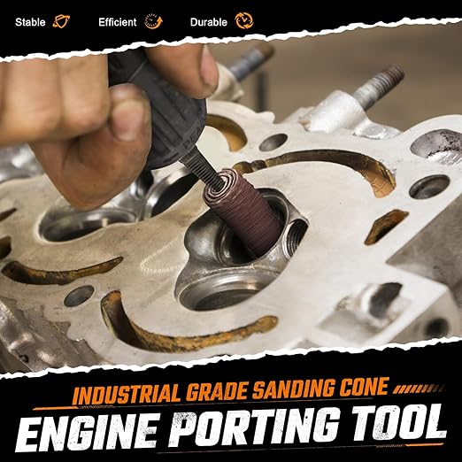 62Pcs Mini Sanding Cone Engine Porting Assortment Kit Cone Cylinder Shaped 1/4inch Shank Abrasive Sanding Set Sleeve Sandpaper Roll