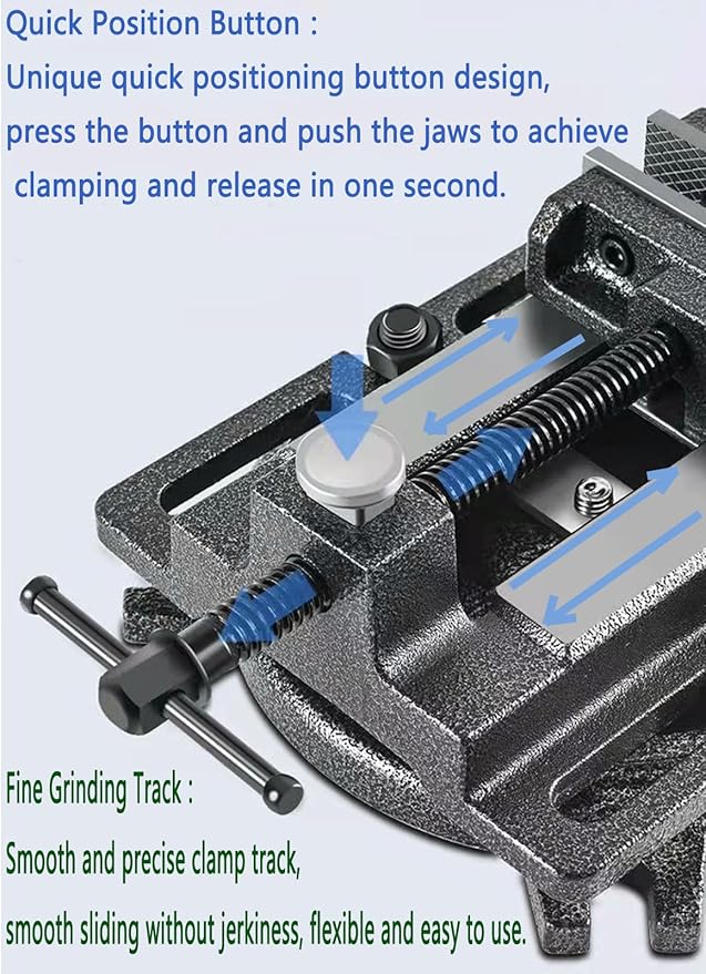 MYTEC 4.2" Quick Release Workbench Industrial Vise Clamp, Portable Heavy Duty Vice for Drill Press, 110°Swivel Base, High-grade cast steel Bench Clamp for Woodworking Milling Machine Drill Press