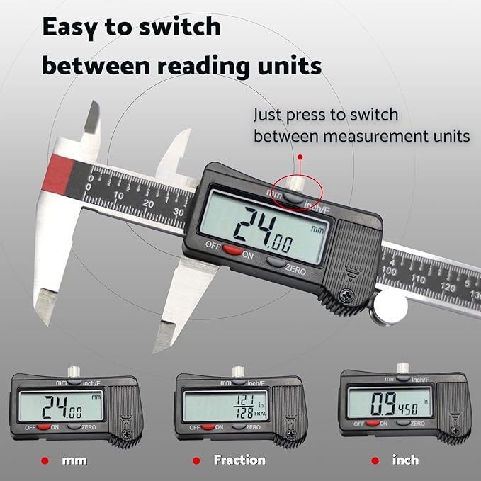 S&F STEAD & FAST Digital Calipers Measuring Tool 6 inch DCXD6-SS-PB, Micrometer Caliper Digital, Vernier Caliper Stainless Steel to Measure Inch Fractions Millimeter