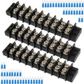 9 Circuits 9 Positions Terminal Block 20-30A 200-450V Dual Row Screw Terminals Strip with 54 PCS Heat Shrink Wire Fork Connectors(Pack of 3pcs)