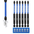 WORKPRO 6pcs PH2 Impact Phillips Screwdriver Bit Set, S2 Professional CNC Anti-Slip Magnetism Bits, 1/4" Hex-Shank #2 Phillips Impact Driver Bits, 4" Long Impact Screwdriving Bits with Holder