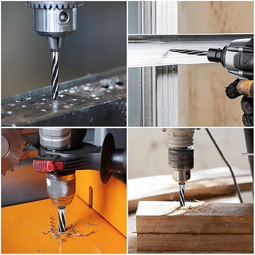 Makerfire 5PCS M2 HSS Taper Chucking Reamer Set, 3/8", 1/2", 5/8", 3/4", 13/16" Reamer Fit 1/2" Round Shank, Tapered Reamer Drill Bit for Metal, Alloy, Steel, Aluminum, Wood, Plastic