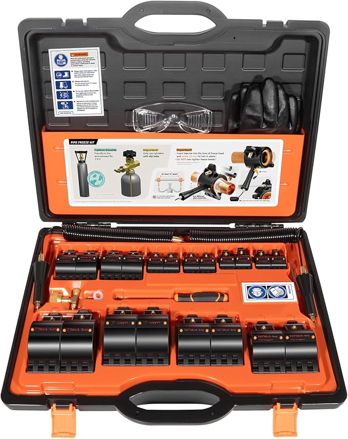 CST2 General Cold-Shot Pipe Freeze Kit - Upgraded CO2 Water Pipe Plumbing Line Freezing Repair Kit from 1/8" to 2" for Copper Steel Aluminum Cast Iron