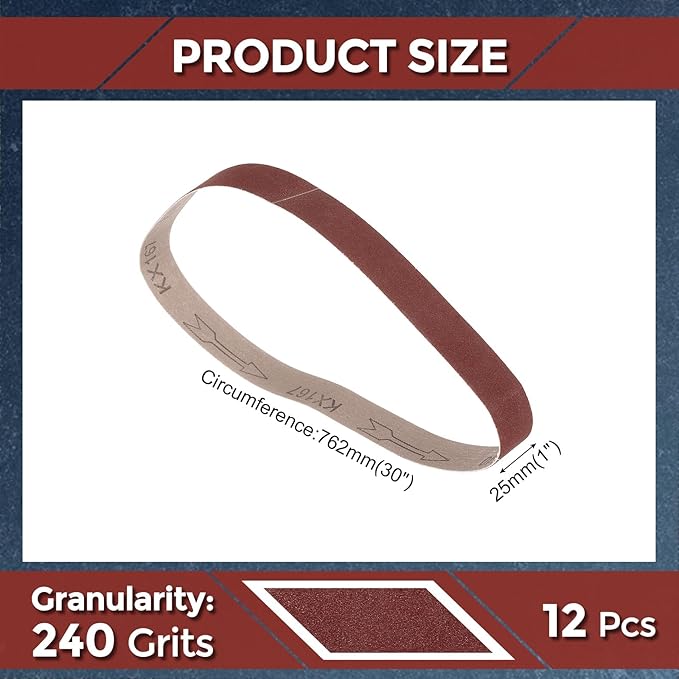 12 Pcs Sanding Belts 1 x 30 Inch 240 Grit Aluminum Oxide Abrasive Sandpaper for Belt Sander Metal Grinding Wood Working Weld Rust Removal