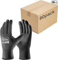 COOLJOB 60 Pairs Safety Work Gloves Pack Bulk with Grip PU Coating, 13 Gauge Seamless Knit Gloves with Polyurethane Dipped for Warehouse Working, Breathable Lightweight for Men Women, Black Xlarge