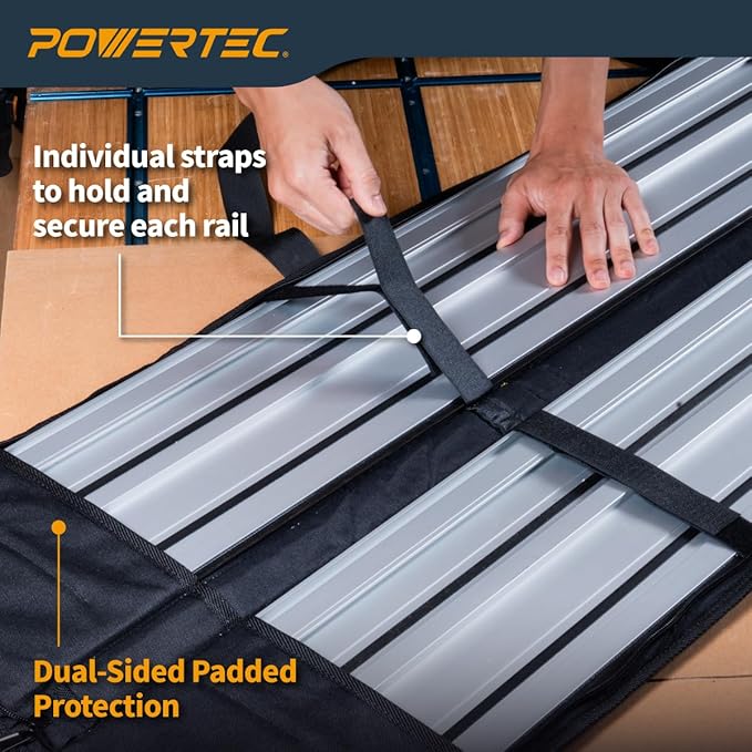 POWERTEC 71411 60" Track Saw Guide Rail Bag for Festool, Makita, and DEWALT, W/Dual-Sided Padding for Secure Rail Placement