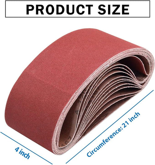 24 Pcs 4 x 21 Inch Sanding Belts, 120 Grit Sanding Belts for Belt Sander, 4x21 Aluminum Oxide Sanding Belts for Wood Furniture (4x21in, 120 Grit)