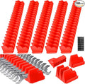 Chunful 100 pcs Modular Wrench Organizer Holder Wrench Tool Organizers Storage Racks Set with Metric & SAE Label for Tool Box Drawer Storage for Father Brother Professional Mechanics Men(Red)