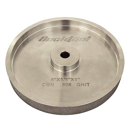 BUCKTOOL 80 Grit 8 Inch CBN Grinding Wheel, 1" Wide, 5/8" Arbor Cubic Boron Nitride Sharpening Wheel for Sharpening Wood-Turning Tools, Chisels, Hardcore and More