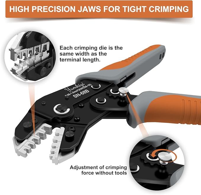 Ratchet Crimping Tool and Wire Stripper Set - 7 in 1 Wire Crimper Tool for Insulated Nylon,Non-Insulated,Ferrule Wire End,Open Barrel Terminals,Solar Connectors