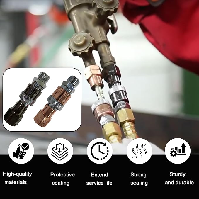 Upgraded Oxy Acetylene Quick Connects,Quick Connect Hose Fittings,Cutting Torch Hose Quick Connect Sets,Fit for 9/16"-18 B Fittings, Max 29 PSI for Fuel Gas and 145 PSI for Oxygen