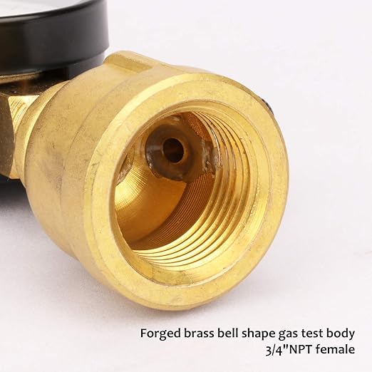MEASUREMAN 2" Forged Brass Gas Pressure Test Gauge Assembly, 3/4" FNPT Connection, 0-30psi, +/-3-2-3% Accuracy