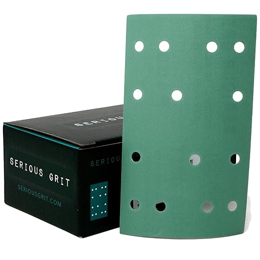 3" x 5" (80mm x 133mm) 14-Hole 400 Grit Sanding Sheets - Fits Festool RTS 400 & Mirka Deos 353 - Heavy-Duty Hook & Loop Film Abrasives - Sandpaper for Sheet Sanders - 50 Pack Box