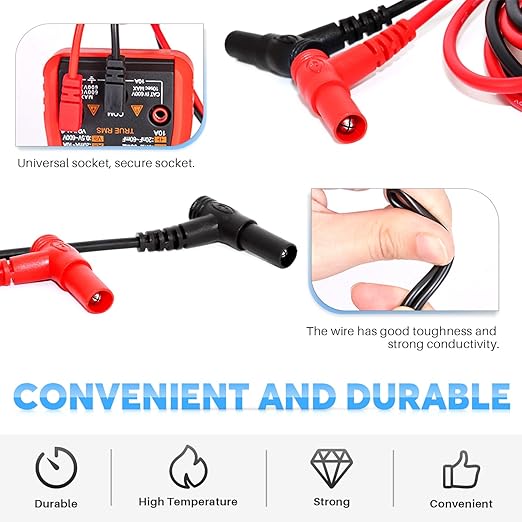 2PCS Multimeter Alligator Clips Leads, L Type Banana Male Plug to Alligator Clip Pure Copper Test Cable Multimeter Testing Probe for Electrical Testing 3 Feet (2)