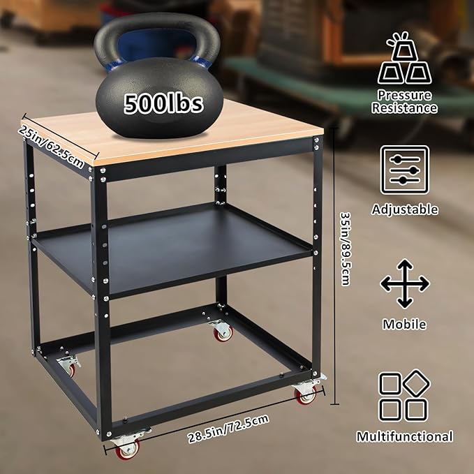 Planer Stand,500 lbs Load Capacity Planer Table with Wheels, Height Adjustable Power Tool Stand, for Most Planers, Saws, Bench-top Machines, Power Tools