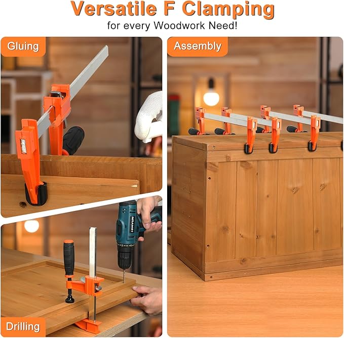 Yiad 6 Inch F Clamps for Woodworking, 4 Pack Heavy Duty Bar Clamps for Glueing, Assembly, Furniture Building, DIY and Workshop Projects