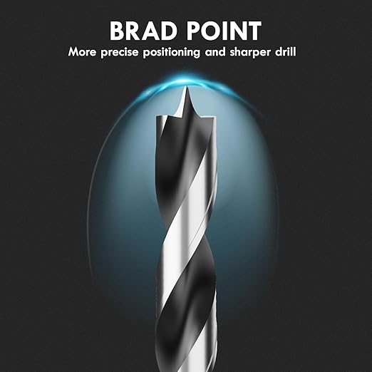 5/32" Brad Point Wood Drill Bit Set, 16Pcs Drill Bit Set with Double Flutes Design for Carpenter Woodworking and All Types of Wood