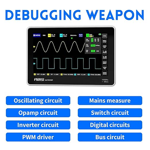 [FNRSI Upgraded 1013D Plus 100X Probe] Oscilloscope Portable Digital Tablet Oscilloscope with 2 Channels 100Mhz Bandwidth 1GSa/s Sampling Rate 7" TFT LCD Touch Screen 100X High Voltage