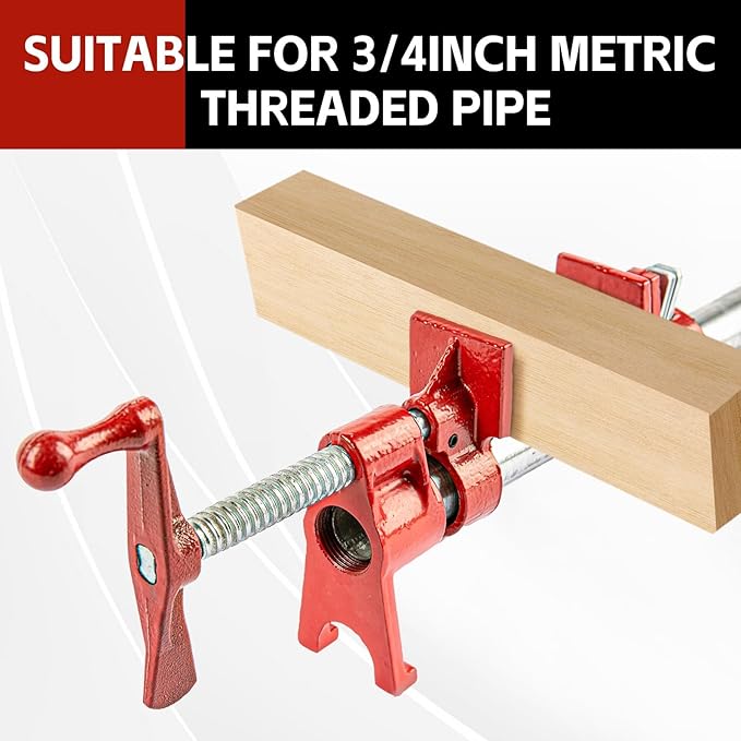 3/4" 2-Pack Pipe Clamp for Woodworking Heavy Duty Cast Iron Quick Release Pipe Clamps with stand Home Improvement, Workshop and Construction Site
