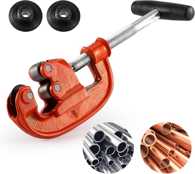 Pipe Cutter Tool 1/8-2", Heavy-duty Tubing Cutter Speed Cutting Up to Galvanized Pipe, Copper, and Iron Pipe,Professional Metal Pipe Cutter Tool With 2 additional blades