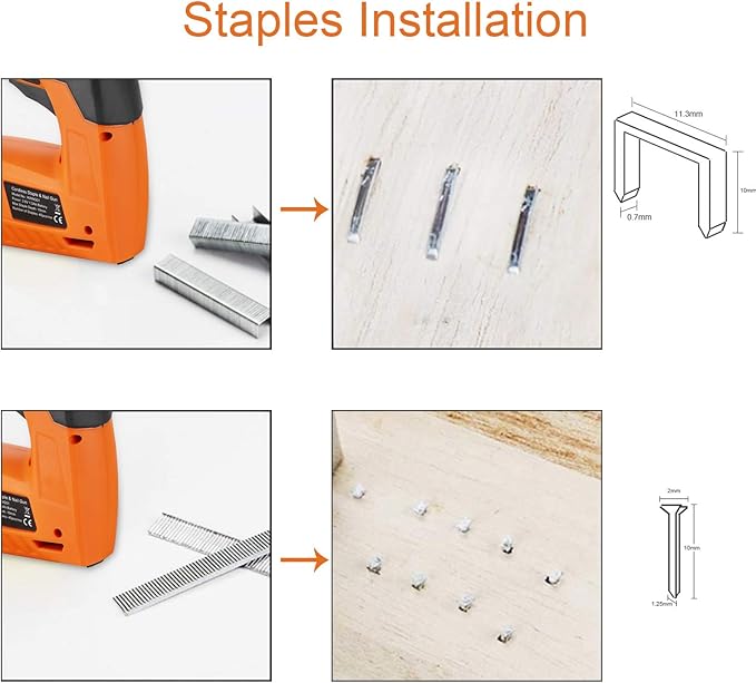 Cordless Staple Gun Nail Gun Tacker, Electric Stapler & Nailer 2 in 1, Electric Staple Gun with Rechargeable USB Charger for Upholstery DIY Includes 2000pcs 10mm Nails and 2000pcs 10mm Staples