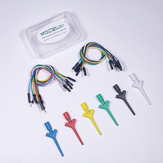 Test Lead Set, Mini Grabber Test Hook Clips Silicone Jumper Wires Cable for Logic Analyzer Electrical Testing, 60 V, 3A(6 Colors 18PCS)