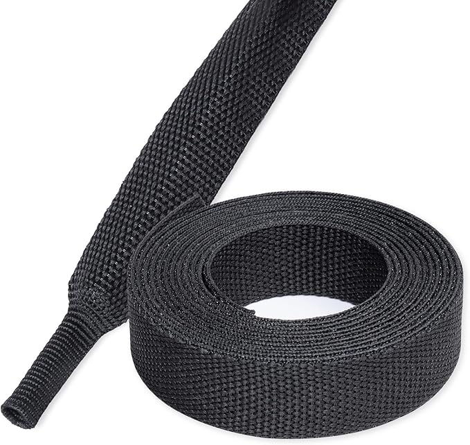 Heat Shrink Braided Sleeving, 2:1 Ratio Shrinkable Fabric Tubing Sleeve Abrasion Protection Cable Wire Sheath (1/2"-25ft)