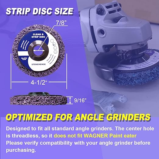 10 PCS - Paint Stripping Wheel Disc Abrasive, Remove Paint Coating Rust Welds Oxidation - Efficient Strip Disc for Metal Surface Preparation & Angle Grinding - (4-1/2" x 7/8")