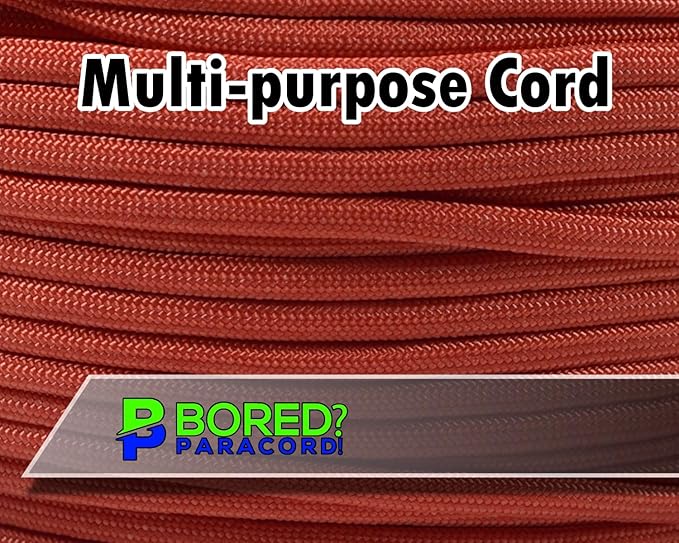 BORED? PARACORD! 550 lb Paracord - Ideal for Crafting, Camping, DIY Projects, Active & Military Outdoors - Strong Survival Rope - Tactical Parachute Cord Type III - International Orange 250 Feet