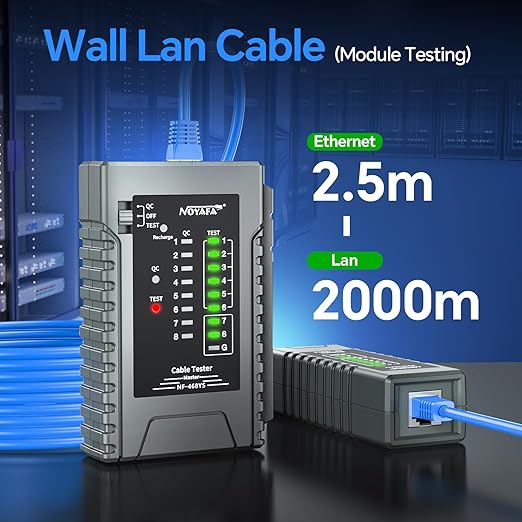 NOYAFA Rechargeable Network Cable Tester with RJ45 Crimp Tool, RJ11 RJ45 CAT5 CAT6 CAT7 Ethernet Cable Tester POE Tester, Continuity Tester Cable Toner Network Tools Kit with Crimper Stripper Cutter
