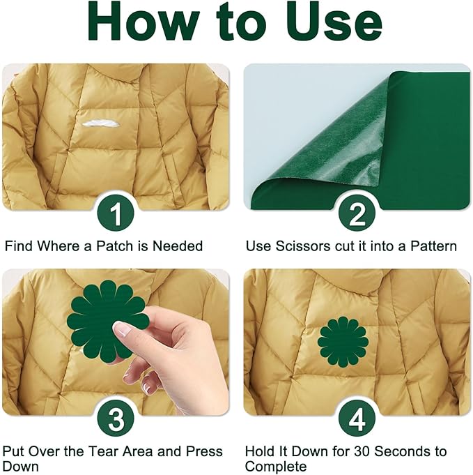 8PCS 7.8x3.9 inch Nylon Repair Patch Self-Adhesive Fabric Patch Down Jacket Repair Patches for Puffer Jackets Tenacious Tape Polyester Waterproof Lightweight Tent Repair Patch Kits for Clothes Bag