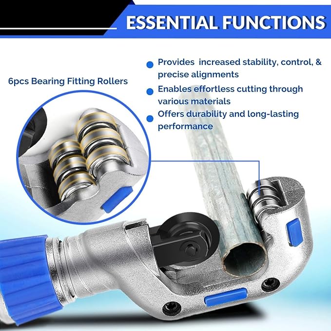 Flexzion Tube Cutter, Heavy Duty Tubing Pipe Cutter, 3/16 to 1-1/4 inch Cutting Diameter, Ideal for Cutting Copper, Aluminum, Brass, Steel, Plastic and More